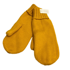 ETEREO MUSTARD YELLOW KNIT MITTENS. New